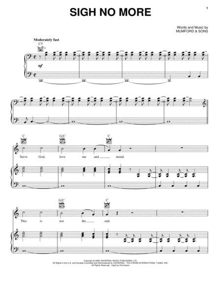 Sigh No More By Mumford And Sons Digital Sheet Music For Pianovocal
