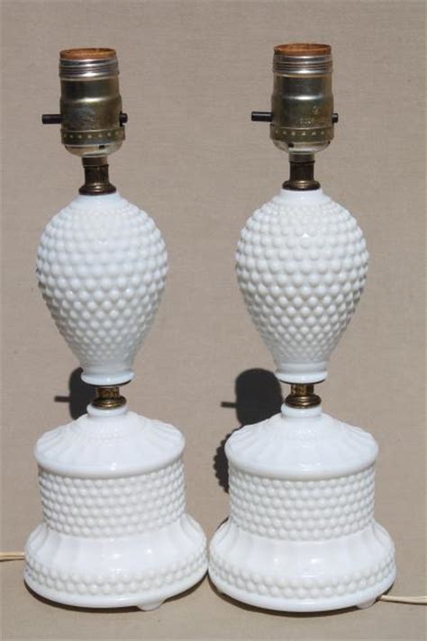 Vintage Hobnail Milk Glass Lamps S Dresser Lamp Pair Boudoir Lamps