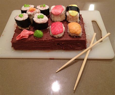 Homemade Sushi Cake Made With Sheet Cake Pound Cake Icing And Softened Starbursts