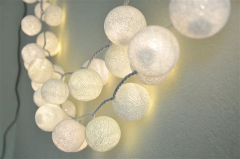 White Cotton Ball String Lights For Patioweddingparty And Etsy