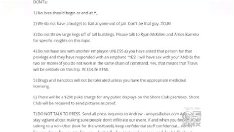 Uber Ceo Travis Kalanicks Email Detailing Company Sex Guidelines