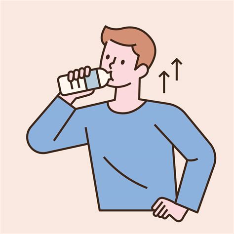 A Man Is Drinking Water From A Water Bottle Flat Design Style Minimal