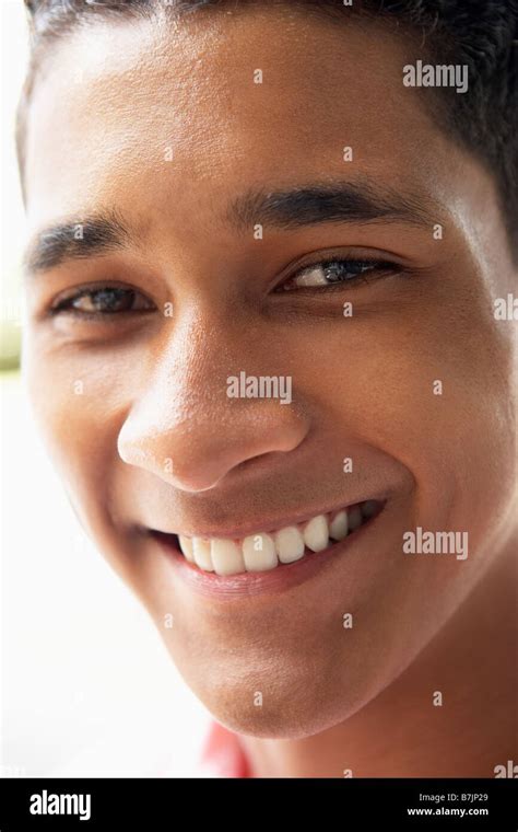 Portrait Of Teenage Boy Smiling Stock Photo Alamy