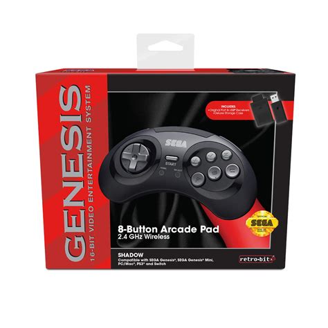 Retro Bit 24 Ghz Wireless Controller 8 Button Sega Genesis Original