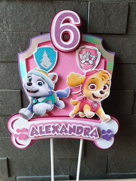 Personalised Paw Patrol Skye And Everest Cake Topper 3d With Etsy