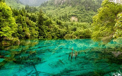 Crystalline Turquoise Lake Jiuzhaigou National Park China Desktop