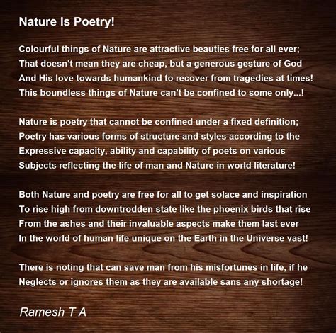 Nature Is Poetry Nature Is Poetry Poem By Ramesh T A