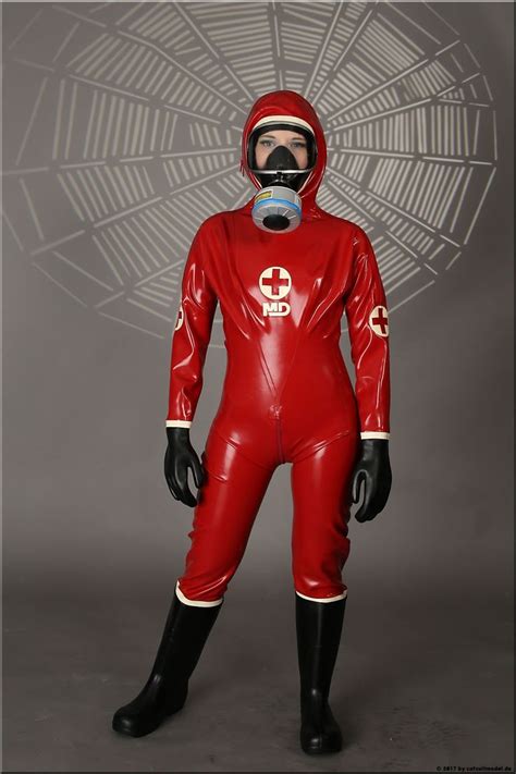 Catsuit Latex Wear Latex Suit Rubber Gloves Rubber Boots Gas Mask