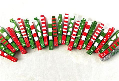 Advent Calendar Clothespin Garland Hand Painted Numbered Etsy