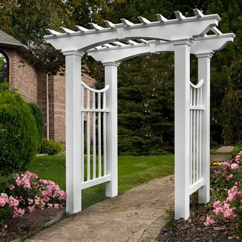 New England Arbors White Vinyl Garden Arch Trellis Garden Design Ideas