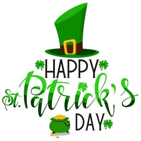 Happy St Patrick S Day Greeting Card With Lepreite Hat And Shamrocks