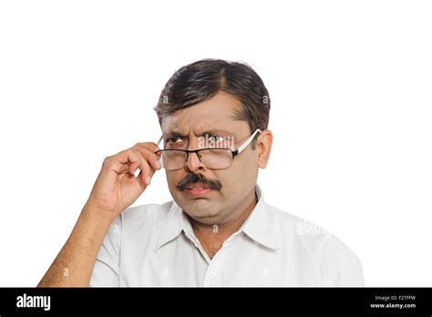 Indian Adult Man Spectacles Peeking Serious Stock Photo Alamy