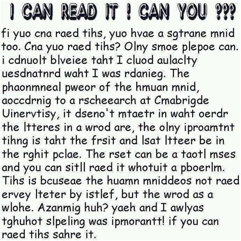 Reading Jumbled Letters Funny Mind Tricks Funny Quotes Funny Texts