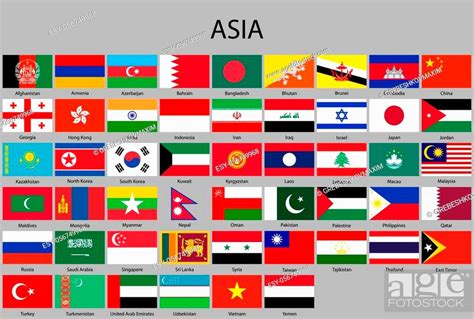 All Flags Of Asia Vector Illustration Flag Set Stock Vector Vector