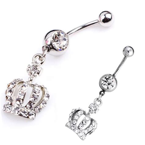 White Crystal Crown Navel Piercing Nombril Sexy Belly Button Rings Pircing Ombligo Women Belly