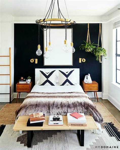 Black Accent Wall Manly Boho Bedroom Eclectic Master