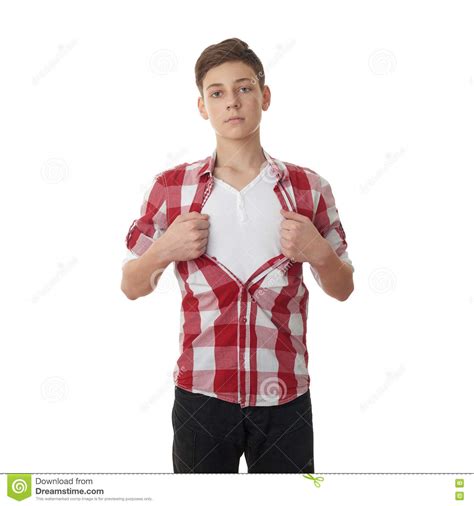 Cute Teenager Boy Over White Isolated Background Stock Photo Image Of