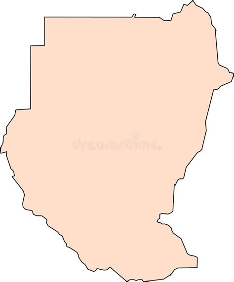 Map Of Sudan Black Thick Outline Highlighted With Neighbor Countries