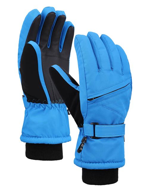 Kids Waterproof 3m Thinsulate Winter Zippered Snowboard Ski Gloves