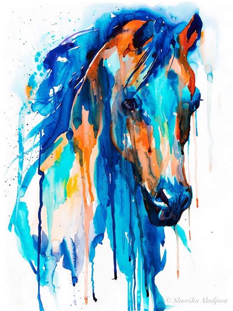 Watercolor Horse Painting Watercolor Animals Painting Prints Art