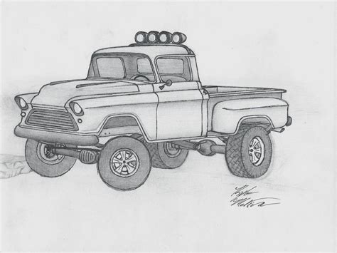 Gallery For Lifted Truck Drawing