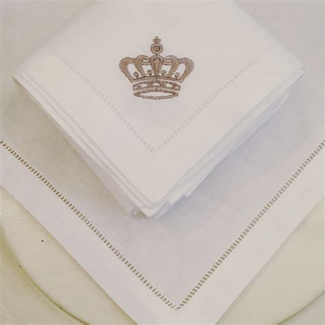 Beautiful Embroidered Napkins With Crown Detail Choose Any Monogram Or