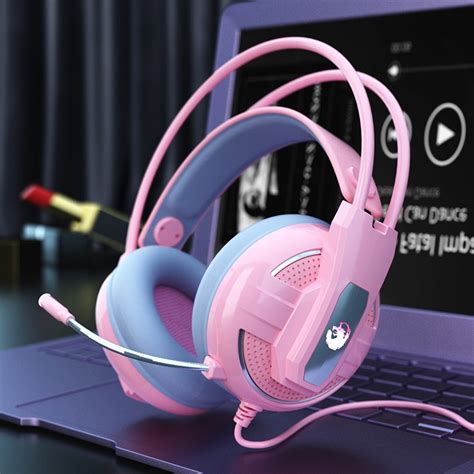 Gaming Headset With Mic Cute Sakura Pink Noise Cancelling Headphone
