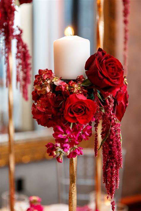 Bold Candle Accent With Red Roses Red Rose Wedding Red Wedding