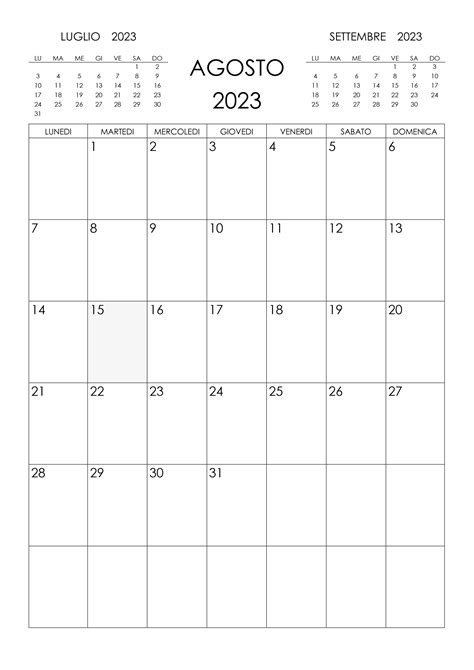 Calendario Agosto 2023 Calendario Su