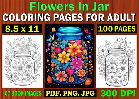 Flowers In Jar Coloring Pages Designs Graphics