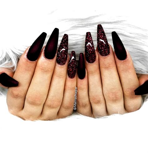 60 Trendy Burgundy Acrylic Coffin Nails Design You Should Try Fall