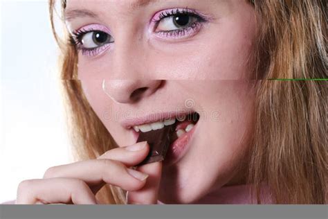 Girl Eating Chocolate Stock Image Image Of Human Sensuality 3965149
