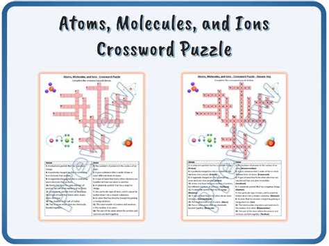 Atoms Molecules And Ions Crossword Puzzle Worksheet Printable