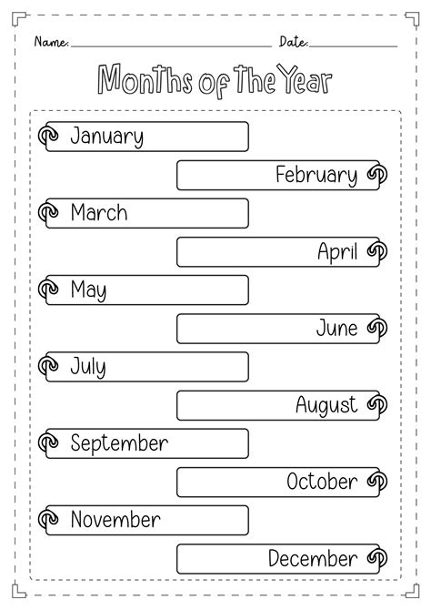 14 Months Of The Year Cut And Paste Worksheets Free Pdf At