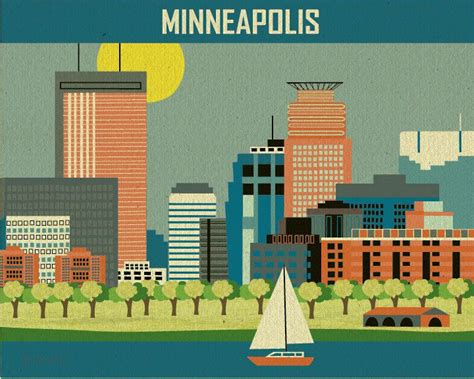 Minneapolis Skyline Minneapolis Print Minneapolis Poster Etsy