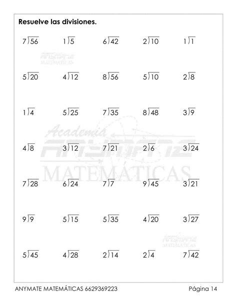 Ejercicios De Matematicas Para Tercero De Primaria De Divisiones