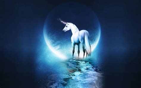 White Unicorn Graphic Wallpaper Unicorns Blue Nature Water