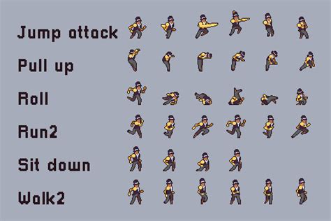 3 Character Sprite Sheets Additional Animation Set