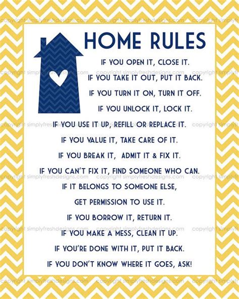 Home Rules Instant Download Etsy House Rules Rules For Kids House