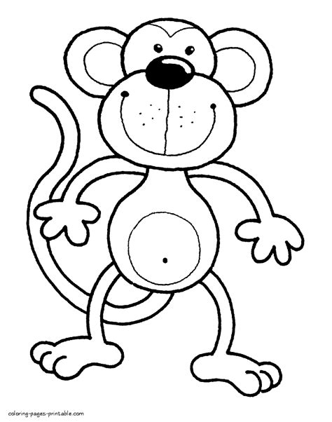 Printable preschool coloring pages, coloring sheets and pictures for kids, children. Colouring pages for preschool. Monkey. | Monkey coloring ...