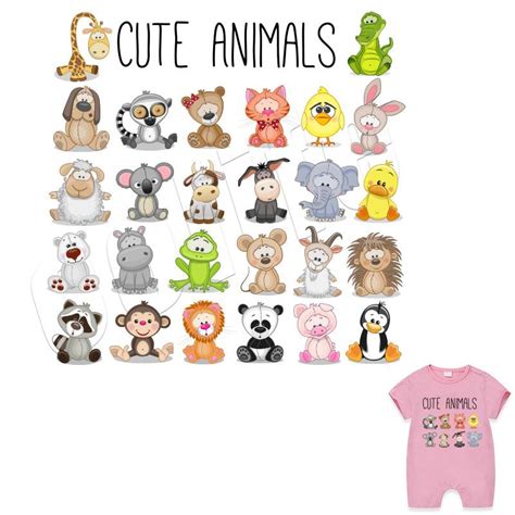 Cartoon Animal Set Patches Diy Accessory Heat Transfer Stickers For