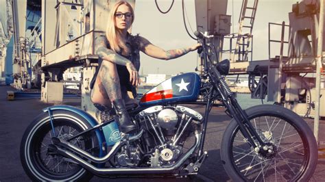 Blonde Girl Motorcycle Tattoo Wallpaper Resolution3840x2160 Id