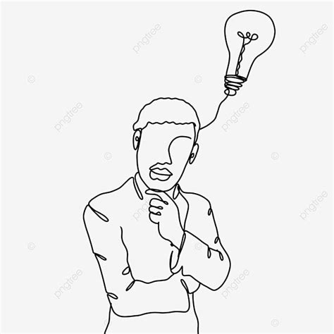 Business People Abstract Lineart Creative Idea Light Bulb Line Draft