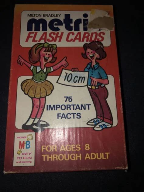 Vintage 1977 Milton Bradley Metric Fact Flash Cards W Box Set Learning