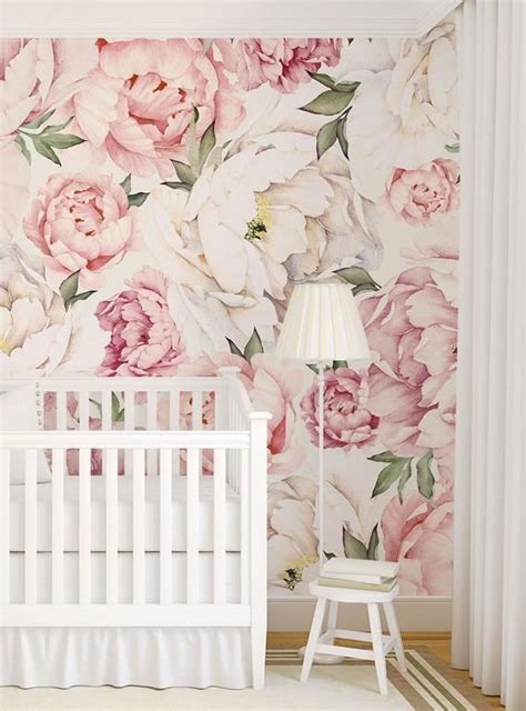 Peony Flower Mural Wallpaper Mixed Pink Watercolor Peony Etsy