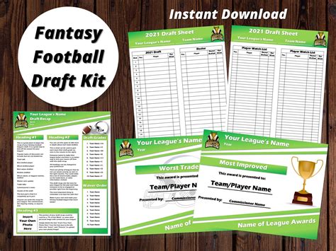 Fantasy Football Draft Kit Draft Day Sheets Draft Recap Etsy Artofit