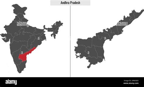 Map Of Andhra Pradesh State Of India And Location On Indian Map Stock