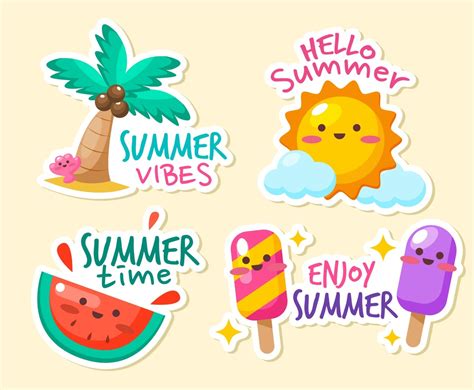Cute Summer Sticker Collection Freevectors