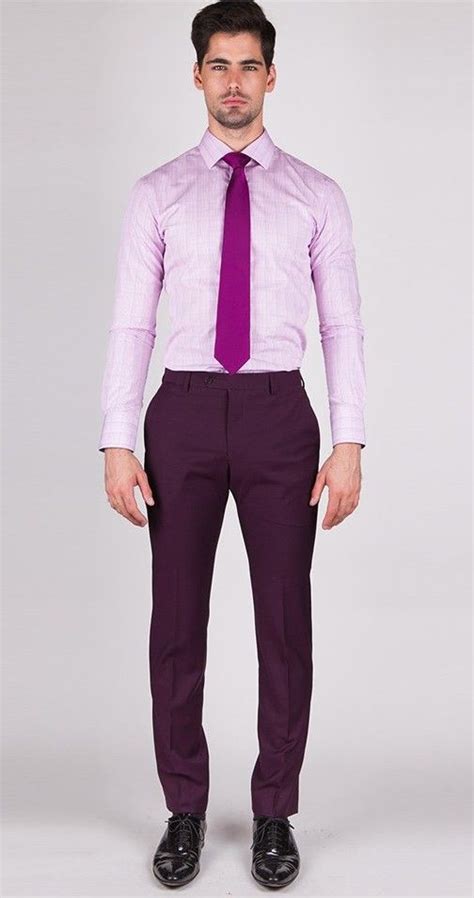 Luxurious Purple Slim Fit Pants African Shirts For Men
