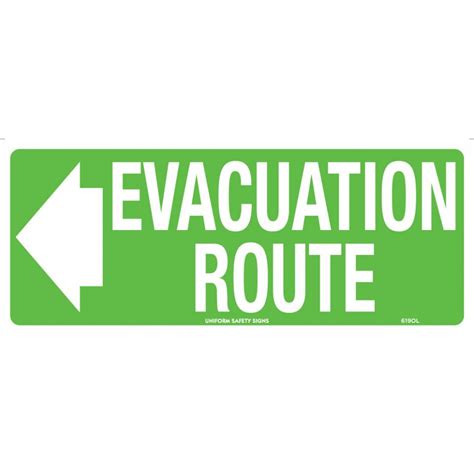 Evacuation Route With Left Arrow Sign Tuffa Products